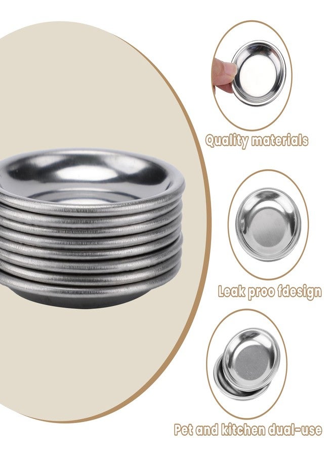 Gabrella 8 Pcs Hermit Crab Water Bowl, Tiny Stainless Steel Hermit Crab Water Dishes, Crested Gecko Food Dish Tiny Reptile Feeding Dish for Snail Gecko Insect - Image 3